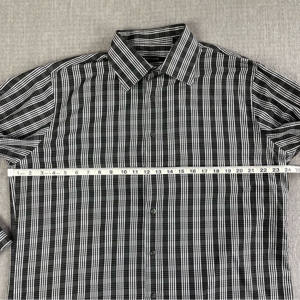 Sean John Black & White Plaid Long Sleeve Collared Dress Shirt Men’s 17 34/35 - Picture 5 of 6